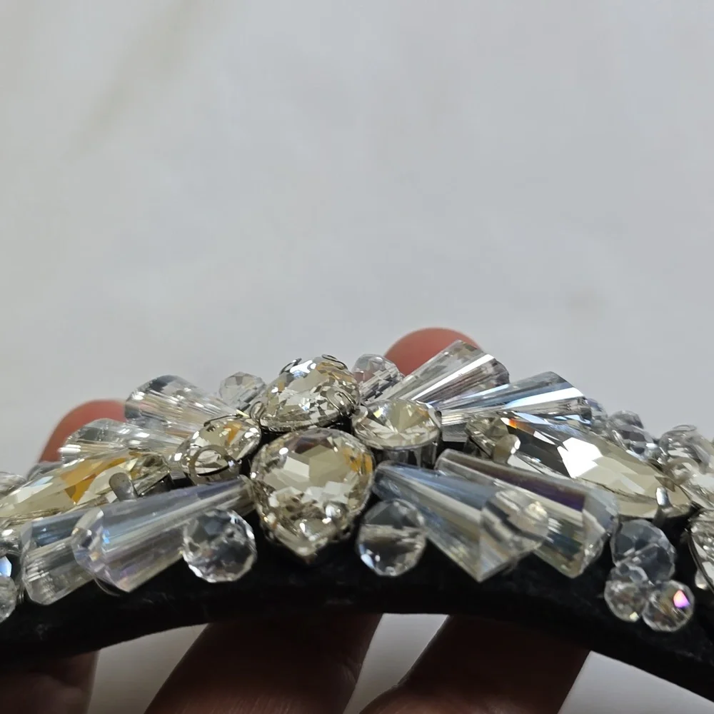 torrid Black Embellished Stretch Waist Belt with Clear Crystal Accents